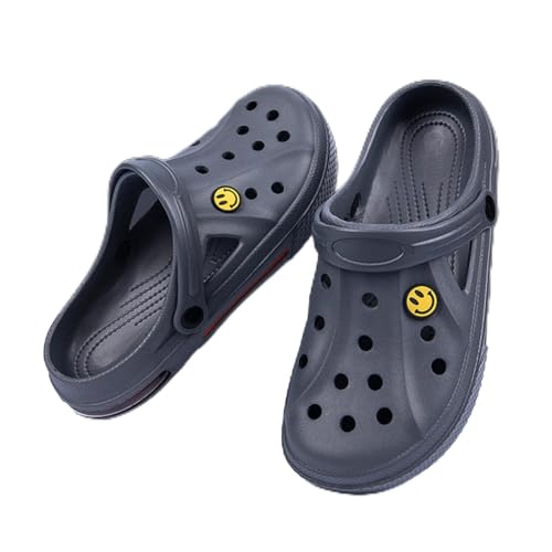 Sommer Herren Hausschuhe Sandalen Massage Clogs Outdoor Gartenschuhe Herren Pool Sandalen Badezimmer Rutsche Pantoletten Strand Hausschuhe Flip Flops-Grau, 42 von CHOUX