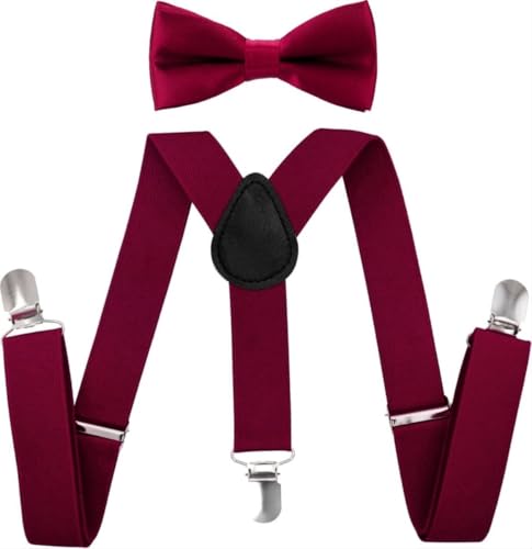 CHPN - Hosenträger - Chöre für Kinder - Kindersauter und Schmetterlingsbogen - Bordeaux rot - 1-4 Jahre - Hosenträger - besonders für Kinder - Weihnachts -Outfit von CHPN
