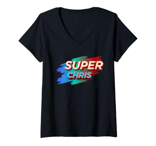 Damen Super Chris T Shirt Lustig Name CHRISS T-Shirt mit V-Ausschnitt Damen Super Chris T Shirt Lustig Name CHRISS T-Shirt mit V-Ausschnitt von CHRIS Designs By AKOKAY