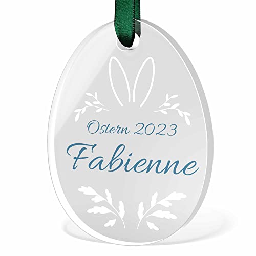 CHRISCK design Personalisierter Osteranhänger aus Acrylglas mit Wunsch Text & Motiven - Osterei Anhänger als Osterdeko für draußen - wetterfest! Geschenkanhänger für Osterkörbchen oder Ostergeschenk von CHRISCK design
