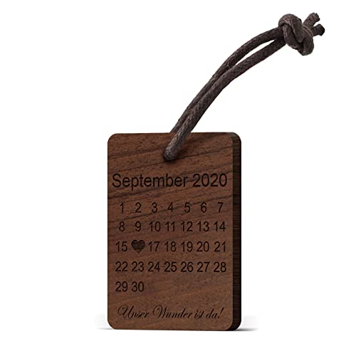 CHRISCK design Schlüsselanhänger Kalender aus Echtholz mit Gravur - Holz Anhänger mit Deinem besonderen Tag - Datum - personalisiertes Geschenk zu Weihnachten für Paare Pärchen Freund von CHRISCK design