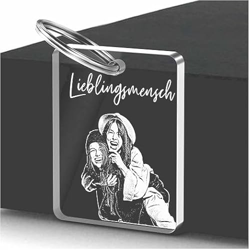 CHRISCK design Schlüsselanhänger mit Foto Gravur aus stabilem Acryl Glas - personalisierter Anhänger mit eigenem Bild für Männer & Frauen - Geschenk für beste Freundin Paare Sie Ihn Freund von CHRISCK design