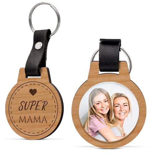 Holz Schlüsselanhänger mit Foto und Gravur | Kratzfestes Bild & riesige Motiv Auswahl | Personalisiertes Geschenk für Freund Freundin Mama o. Schwester | Foto Anhänger mit Spruch & Bild von CHRISCK design