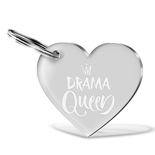 CHRISCK design Schlüsselanhänger mit Gravur Drama Queen Herz aus massivem Acrylglas schöne Geschenkidee zum Geburtstags oder Jahrestag für Paare, Freunde Beste von CHRISCK design