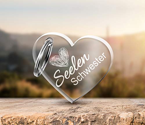 CHRISCK design Schlüsselanhänger mit Gravur aus massivem Acrylglas Geschenk-idee zum Geburtstag für die Beste Freundin Geburtstagsgeschenke für Freunde beste Freundinnen (Herz) von CHRISCK design