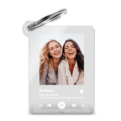 Spotify Schlüsselanhänger mit Foto Bild im Musik Song Cover Design - mit Wunschtext o. Namen - Fotogeschenk für Sie & Ihn - Geschenk Freund Freundin Geburtstag Jahrestag von CHRISCK design