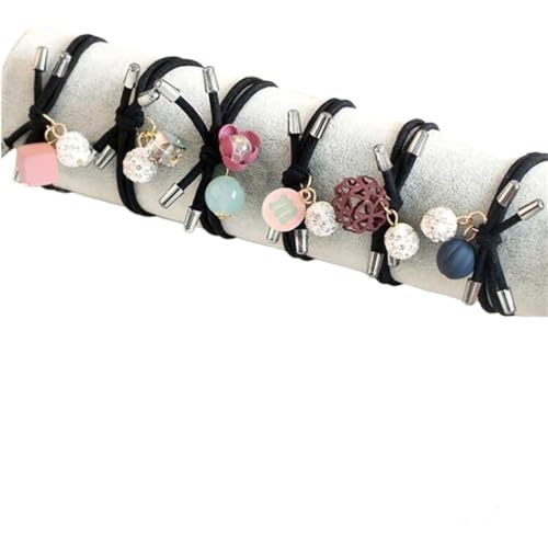 6 Stück Perlen-Kristall-Haarseil, hochelastisches Schleife-Haarband for Frauen und Mädchen, Pferdeschwanz-Haargummis, Blumen-Haar-Accessoires (Color : B) von CHRISK