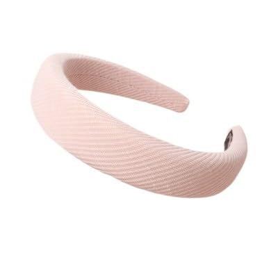 Breite Bänder Hoop for Frauen Vintage weiche elastische Stirnbänder Mädchen verdicken rutschfeste Haarband Mode Haar-Accessoires (Color : Pink, Size : One size) von CHRISK
