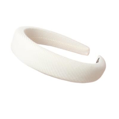 Breite Bänder Hoop for Frauen Vintage weiche elastische Stirnbänder Mädchen verdicken rutschfeste Haarband Mode Haar-Accessoires (Color : White, Size : One size) von CHRISK