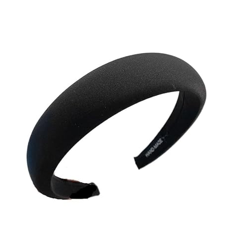 Einfarbige Stoff-Schwamm-Stirnbänder, Haarschmuck for Frauen, trendig, lässig, niedlich, Haarband, Haarband for Mädchen (Color : Black, Size : Medium) von CHRISK