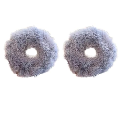 Flauschig Warm Winter Elastisches Haarband Scrunchies Großer Darm Haarring Damen Mädchen Plüsch Haarseil Haarschmuck Haarband (Farbe: Blau-2 Stück) von CHRISK