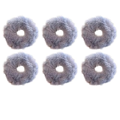 Flauschig Warm Winter Elastisches Haarband Scrunchies Großer Darm Haarring Damen Mädchen Plüsch Haarseil Haarschmuck Haarband (Farbe: Blau-6PCS) von CHRISK