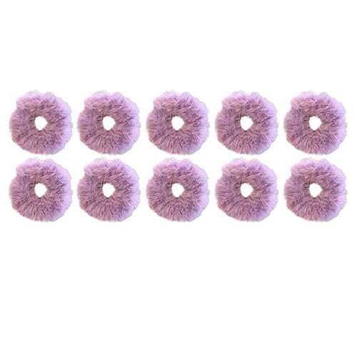 Flauschig Warm Winter Elastisches Haarband Scrunchies Großer Darm Haarring Damen Mädchen Plüsch Haarseil Haarschmuck Haarband (Farbe: Violett-10 Stück) von CHRISK