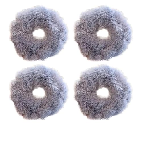 Flauschiges warmes Winter-elastisches Haarband Scrunchies Dickdarm-Haarring Frauen Mädchen Plüsch-Haarseil Hairwear-Haarband (Color : Blue-4PCS) von CHRISK