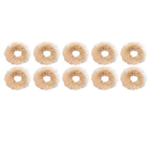 Flauschiges warmes Winter-elastisches Haarband Scrunchies Dickdarm-Haarring Frauen Mädchen Plüsch-Haarseil Hairwear-Haarband (Color : Light coffee-10PCS) von CHRISK