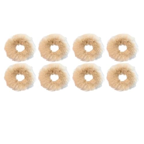 Flauschiges warmes Winter-elastisches Haarband Scrunchies Dickdarm-Haarring Frauen Mädchen Plüsch-Haarseil Hairwear-Haarband (Color : Light coffee-8PCS) von CHRISK