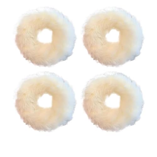 Flauschiges warmes Winter-elastisches Haarband Scrunchies Dickdarm-Haarring Frauen Mädchen Plüsch-Haarseil Hairwear-Haarband (Color : White-4PCS) von CHRISK