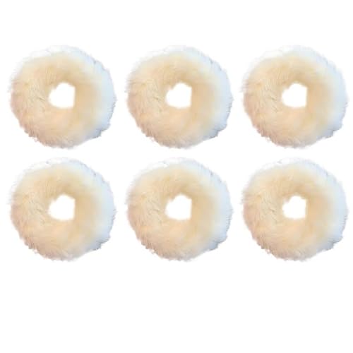 Flauschiges warmes Winter-elastisches Haarband Scrunchies Dickdarm-Haarring Frauen Mädchen Plüsch-Haarseil Hairwear-Haarband (Color : White-6PCS) von CHRISK