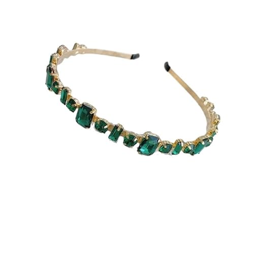 Haarschmuck Damen-Stirnbänder mit vollem Strassstein, Retro-Legierung, dünnes seitliches Haarband, vielseitige, niedliche Haarband-Kopfbedeckung (Color : B green) von CHRISK