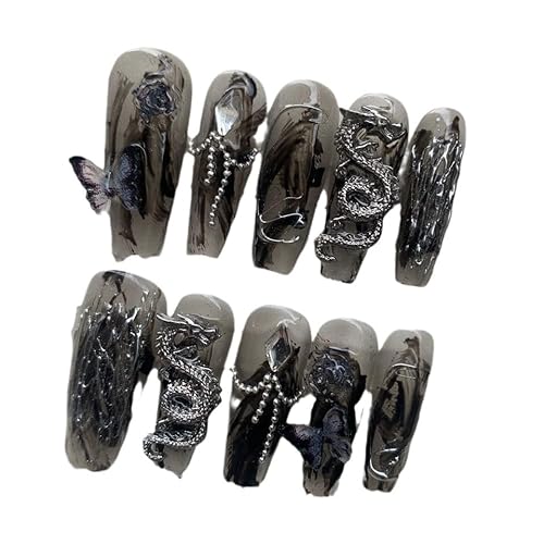 Handgefertigter Nagel im chinesischen Stil mit Drachen-Nachkommen: Kunstnägel und Patch-Nagelverbesserung (Größe XS) von CHRISK