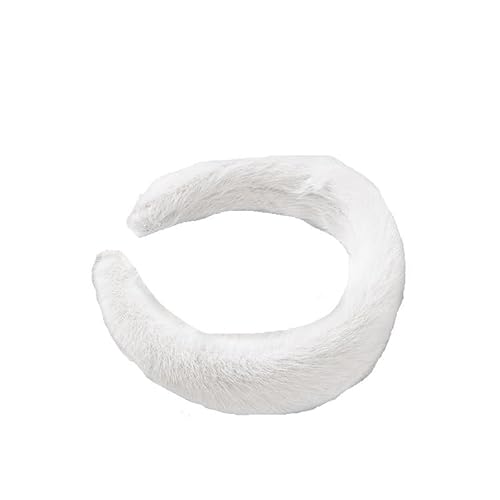 Koreanisches elegantes Haarband for Mädchen, niedlicher Plüsch-Haarschmuck, Winter-Frauen-Stirnbänder, modisches Haarband, Kopfbedeckung, Geschenke (Color : White, Size : One Size) von CHRISK