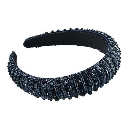 Luxus Voller Diamanten Handgewebte Perlen Stirnband Haarschmuck Weibliche Barock Schwamm Stirnband Haarband Kopfbedeckung Frau (Color : Blue coffee, Size : Medium) von CHRISK