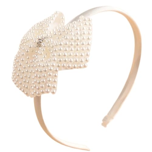 Weiße Perlen-Haarschleifen mit Haarspangen für Mädchen Kinder Boutique-Schichten Bling Strass Mittelschleifen Haarnadeln Haarschmuck (Farbe: 23 11 x 12 cm 1 Stück, Größe: Medium) von CHRISK