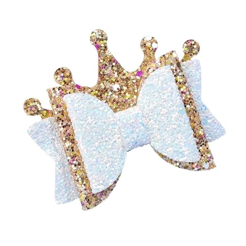 Weiße Perlen-Haarschleifen mit Haarspangen für Mädchen Kinder Boutique-Schichten Bling Strass Mittelschleifen Haarnadeln Haarschmuck (Farbe: 7 x 8 cm, 1 Stück, 12 g, 070404, Größe: Medium) von CHRISK