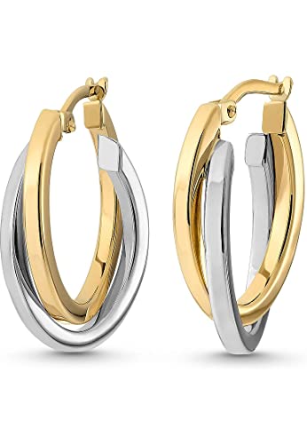 CHRIST Damen-Creolen 375er Gelbgold, 375er Weißgold One Size 88565339 von CHRIST