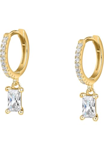 CHRIST Damen-Creolen 925er Silber, recycelt Zirkonia One Size Gelbgold 89076269 von CHRIST