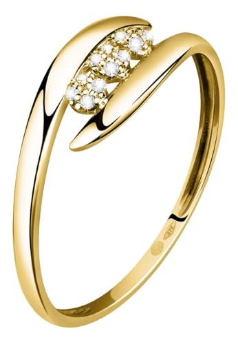 CHRIST Damen-Damenring 375er Gelbgold 12 Diamant 52, Gelbgold 32030109 von CHRIST