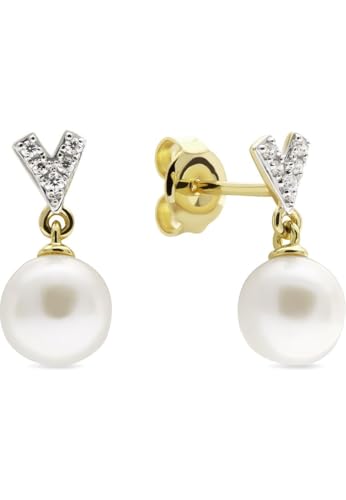 CHRIST Damen-Ohrstecker 375er Gelbgold 2 Süßwasserperle One Size 89206590 von CHRIST