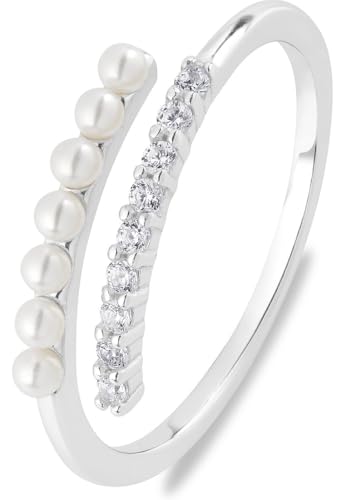 CHRIST Damen-Ring 925er Silber, recycelt 7 Kunstperle 56, Silber 32028267 von CHRIST