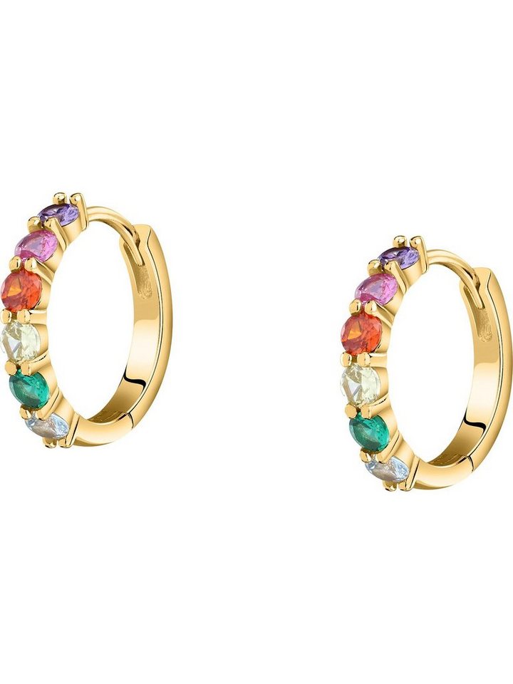 CHRIST Paar Creolen CHRIST Damen-Creolen 925er Silber 12 Zirkonia (Paar), COLORFUL von CHRIST