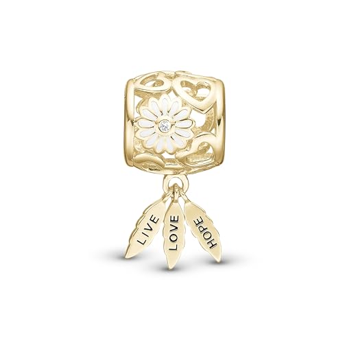 LIVE, LOVE, HOPE | 14K Vergoldeter Charm Anhänger für Armband | Charm mit Topas | Damen Schmuck Geschenk | Symbol für Liebe & Hoffnung von CHRISTINA
