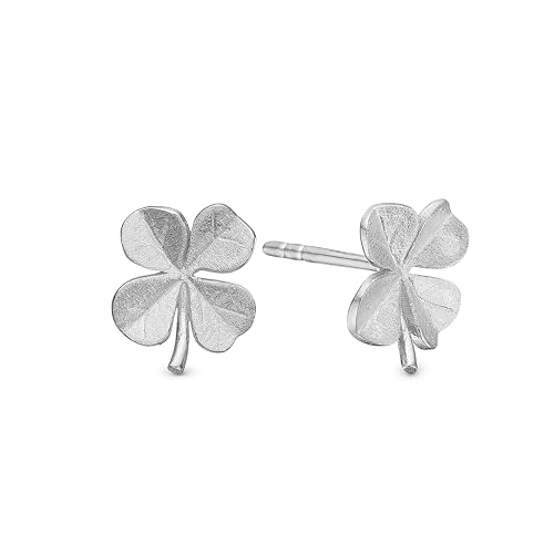 Silber Glücks- Ohrringe Damen | Vierblättriges Kleeblatt Design | 925 Silber Ohrringe | Minimalistische Ohrstecker Christina von CHRISTINA