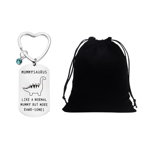 1 Stück Dinosaurier-Schlüsselanhänger Und 1 Stück Samtbeutel, Interessanter Schlüsselanhänger, Muttergeschenk-Schlüsselanhänger, Gravierter Schlüsselanhänger Aus Edelstahl von CHROMACRAFT