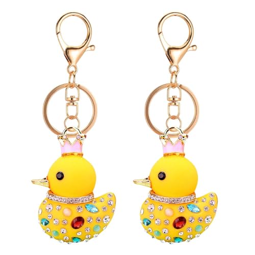 2 Stück Cartoon-Enten-Schlüsselanhänger, Niedliche Tier-Schlüsselanhänger, Strass-Schlüsselanhänger, Damen-Schlüsselanhänger 2 Stück Cartoon-Enten-Schlüsselanhänger, Niedliche Tier-Schlüsselanhänger, Strass-Schlüsselanhänger, Damen-Schlüsselanhänger von CHROMACRAFT