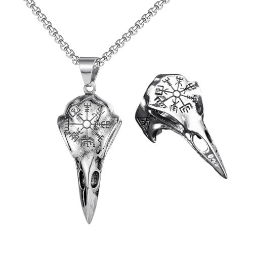 CHROMACRAFT 1 Halskette Und 1 Ring, Krähenelement-Schmuck, Retro-Schmuck, Mode-Statement-Schmuck, Punk-Stil-Schmuck von CHROMACRAFT