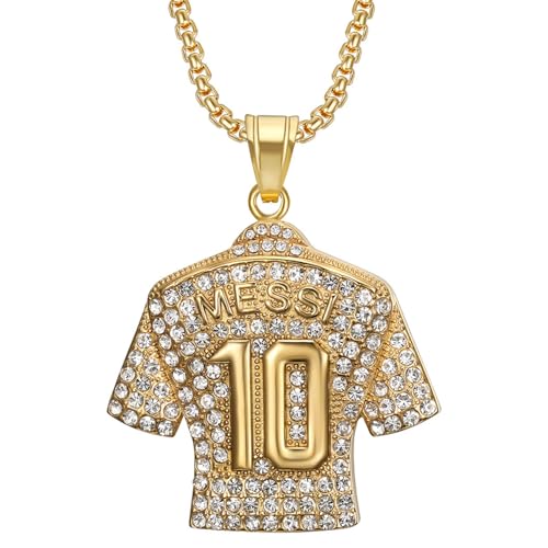 CHROMACRAFT 1 Stück Nr. 10 Fußballtrikot-Anhänger-Halskette, Kreative Form-Halskette, Strass-Halskette, Modische Personalisierte Halskette von CHROMACRAFT