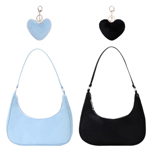 CHROMACRAFT 2 Damen-Umhängetaschen Und 2 Plüsch-Liebesanhänger, Einfache Umhängetasche, Modische Und Vielseitige Umhängetasche, Nylon-Umhängetasche CHROMACRAFT 2 Damen-Umhängetaschen Und 2 Plüsch-Liebesanhänger, Einfache Umhängetasche, Modische Und Vielseitige Umhängetasche, Nylon-Umhängetasche von CHROMACRAFT