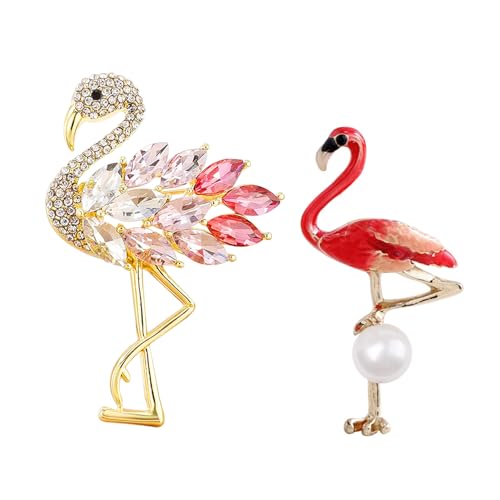 CHROMACRAFT 2 Flamingobroschen, Modische Und Kreative Broschen, Elee Broschen, Kleidungsdekorationsbroschen, Strassbroschen von CHROMACRAFT