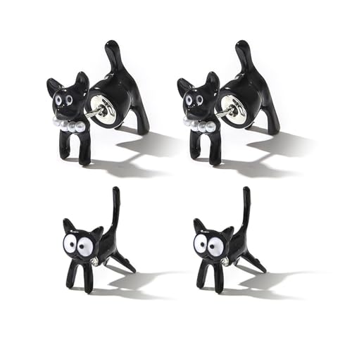 CHROMACRAFT 2 Paar Kreative Ohrringe In Katzenform, Lustige Ohrringe, Süße Einfache Ohrringe, Mädchenschmuck, Ohrringe Im Cartoon-Design von CHROMACRAFT