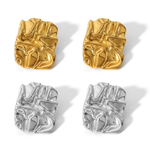 CHROMACRAFT 2 Paar Rechteckige Ohrringe, Unregelmäßige Ohrringe, Modische Personalisierte Ohrringe, Geometrische Ohrringe, Einfache Ohrringe von CHROMACRAFT