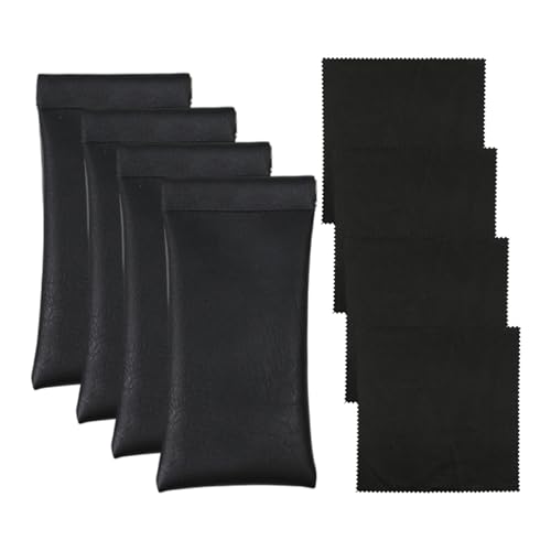 CHROMACRAFT 4-Teiliges Brillenetui Aus Pu-Er, 4-Teiliges Brillentuch, Tragbares Brillenetui, Wasserdichtes Und Kratzfestes Brillenetui, Weiches Brillenetui, Brillenetui Mit Magnetschnalle von CHROMACRAFT