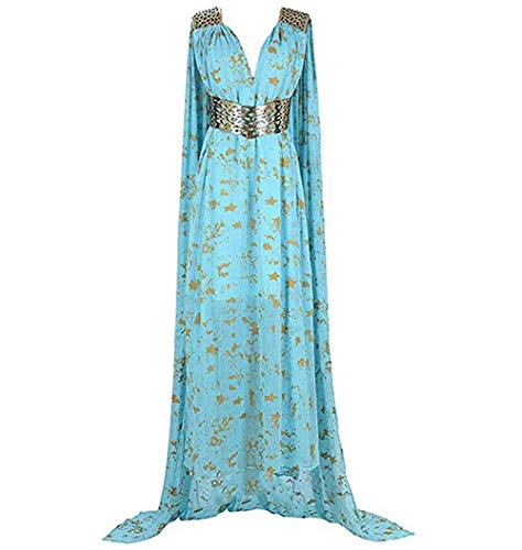 CHRONSTYLE Frauen Jasmin Prinzessin Cosplay Bauchtanz Dress Up Anime Lampe Kostüme Party Abenteuer Outfit (Blau3, XXL) von CHRONSTYLE