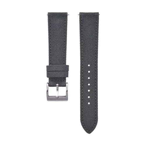 CHROONOO Segeltuch Uhrenarmband | Dunkelgrau - 22 mm - Schließe: Silber Gebürstet | Cordura, Leder | Ersatz-Armband von CHROONOO