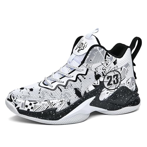 CHRRUXIN Herren Basketballschuhe leichte atmungsaktive High Top Turnschuhe Damen Laufen Anti-Rutsch Mode Graffiti Training Schuhe von CHRRUXIN