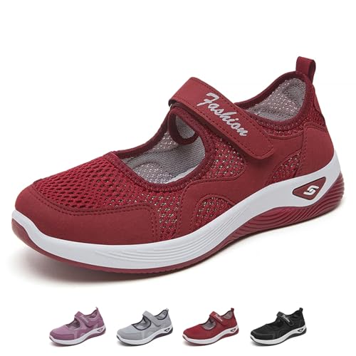 Orthopädische Schuhe Damen Slip On Walking Orthopedic Diabetic Walking Shoes Freizeit Mesh Atmungsaktiv Sandals von CHRRUXIN