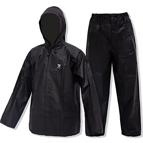 CHRUOXUAN Regenanzüge für Männer Frauen Wasserdichte, atmungsaktive Regenmäntel Langlebige Regen Gear Jacket Hosen (schwarz, XXL) von CHRUOXUAN